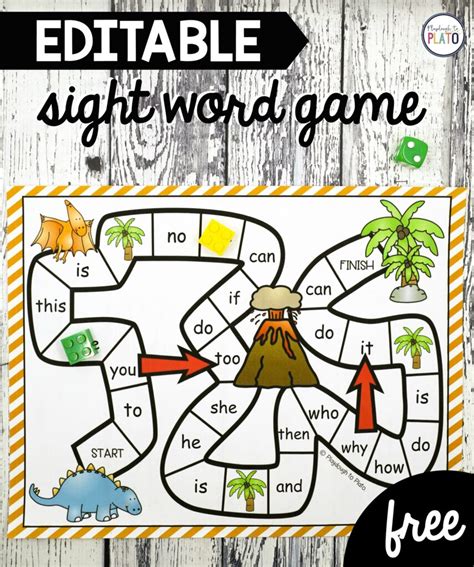 Dinosaur Sight Word Game Playdough To Plato