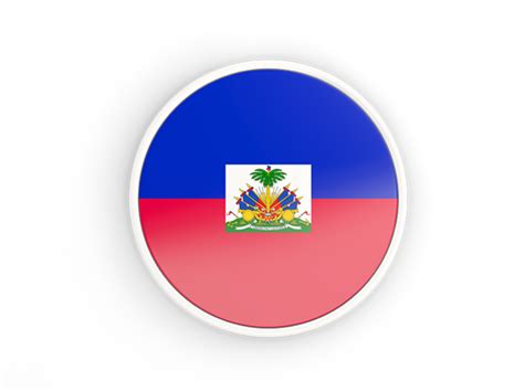 Round Icon With White Frame Illustration Of Flag Of Haiti