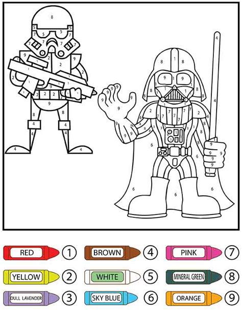 Star Wars Color By Number Coloring Pages Free Printable Coloring