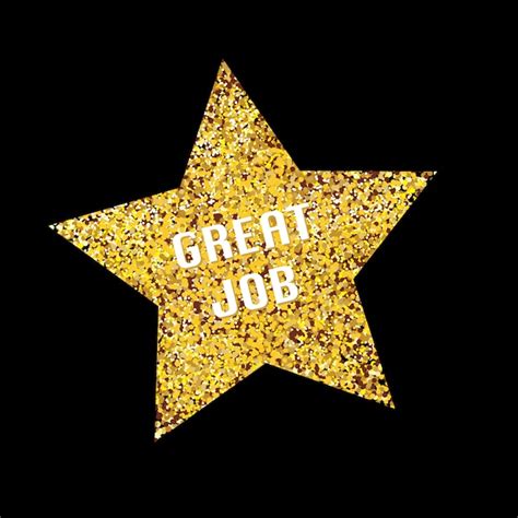 Premium Vector Great Job Gold Glitter Star On Black Background