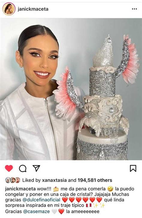 Janick Maceta Instagram Es Sorprendida Con Torta Inspirada En Su Traje Típico Del Miss Universo