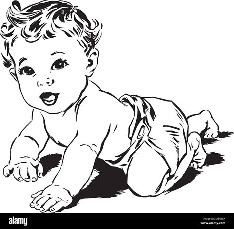 Crawling Baby Retro Clipart Illustration Stock Vector Image And Art Alamy