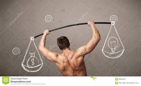 Muscular Man Trying To Get Balanced Stock Photo Image Of Bodybuilding