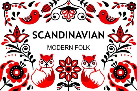 Scandinavian Modern Folk Folk Art Ornament Modern Folk Art