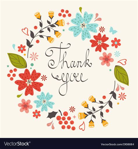 Select from our customizable thank you cards, which come in a variety of colorful styles, formats, and sizes. Thank you card with floral wreath Royalty Free Vector Image