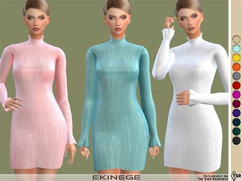 Pleated Silk Blend Dress By Ekinege At Tsr Sims 4 Updates