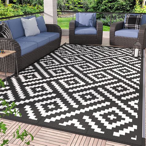 GENIMO Outdoor Rug Patio Clearance 9'x12' Waterproof Mat Reversible