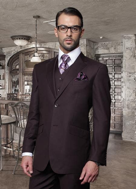 Product Zad100 Classic Vested 2 Button Style Very Dark Purple Color