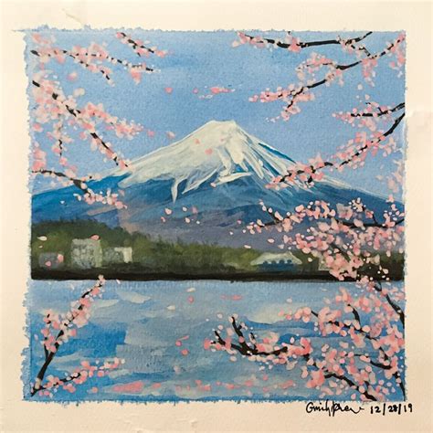 Mount Fuji With Cherry Blossoms Emiahmed Art Paintings And Prints