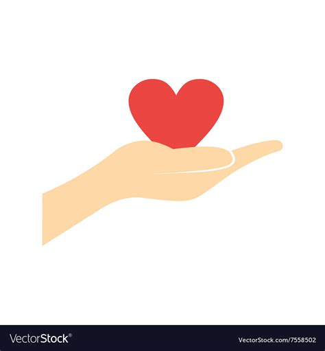 A Hand Giving A Red Heart Flat Icon Royalty Free Vector
