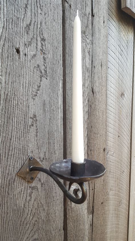 Hand Forged Candlestick Sconce Wall Mounted Candle Holder Etsy