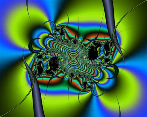 Green Blue Pink Hypnotic Fractal Abstract Flowery Spiral Shapes