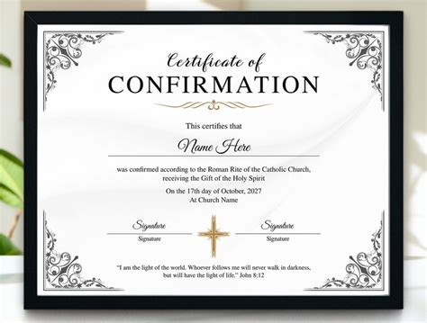 Printable Confirmation Certificate Church Certificate Template 11x85