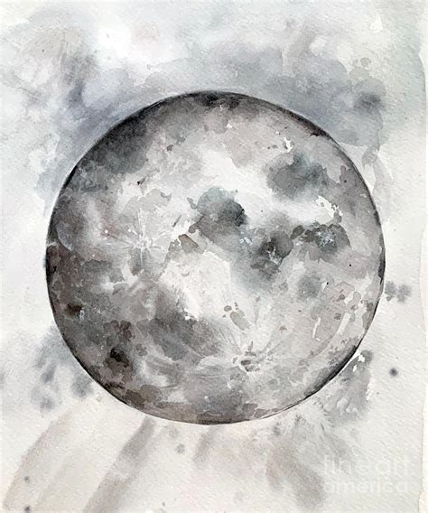 Watercolor Moon Black And Grey Digital Art By Amusing Designco Fine