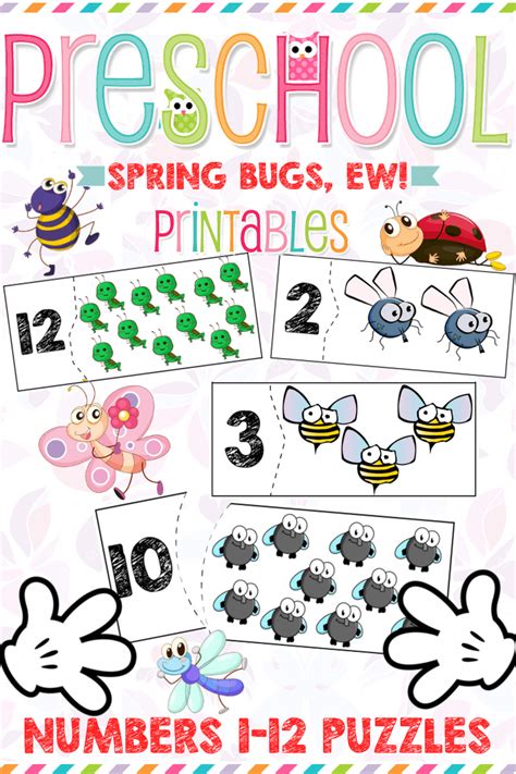 Bugs Self Correcting Quantity Puzzles Numbers 1 12 Preschool