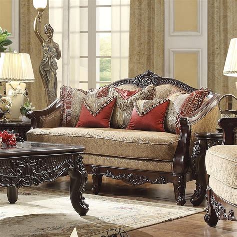 Traditional Loveseat In Brown Fabric Traditional Style Homey Design Hd 2655