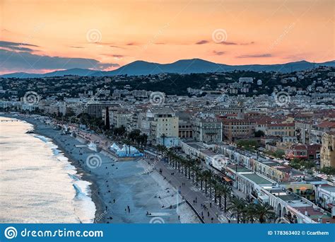 Sunset In Nice France Editorial Photography Image Of Beach 178363402
