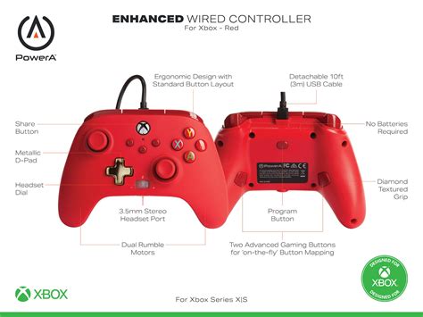 Powera Enhanced Wired Controller For Xbox Red Gamepad Wired Video