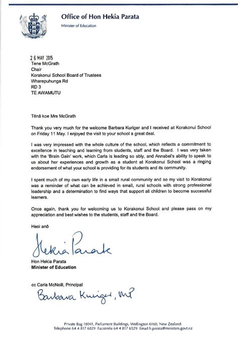 Letter From Minister 1