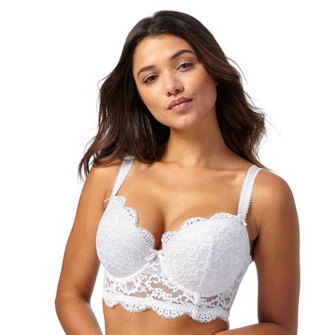 Gorgeous Dd White Lace Longline Underwired Padded Balcony Bra From