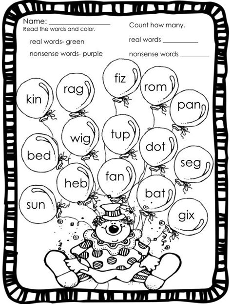 This page generates nonsense words based on a frequency list of phonemes as they occur in legitimate english words. Nonsense Word Center Activities and Printables | Nonsense ...