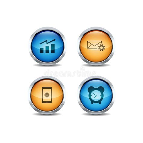 3d Shiny Ui Circle Button Style Vector Icon Set Design Stock Vector