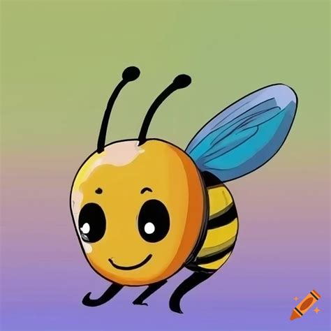 Simple Drawing Of A Cute Happy Bumble Bee