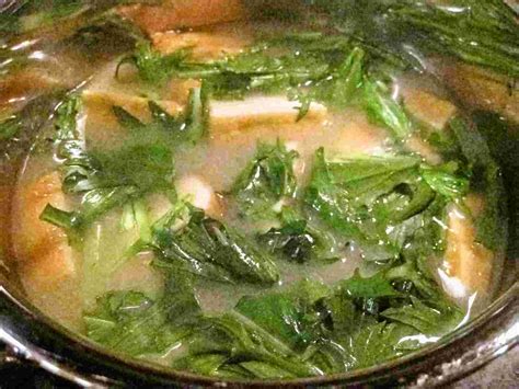 Recipes For Tom Atsuage To Mizuna No Mishoshiru Miso Soup With Deep