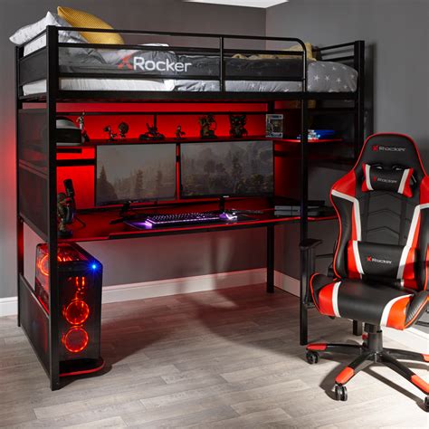 X Rocker Battlebunk Gaming High Sleeper Bed With Desk — Beds For Boys