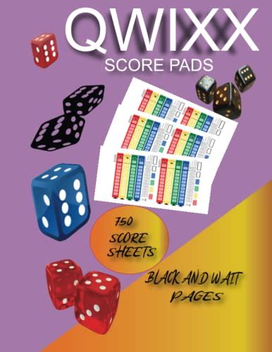 Qwixx Score Pads 750 Large Score Sheet For Qwixx Dice Board Game