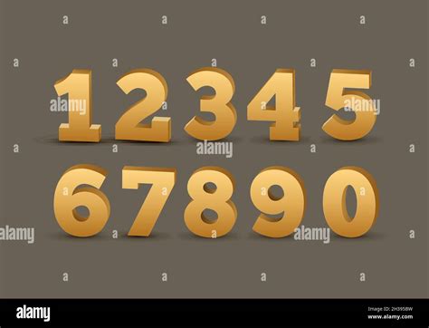 Gold Number Vector Luxury Set Metal Golden Royal Number Alphabet Stock