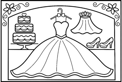 Simple Wedding Dress Coloring Page Download Print Or Color Online
