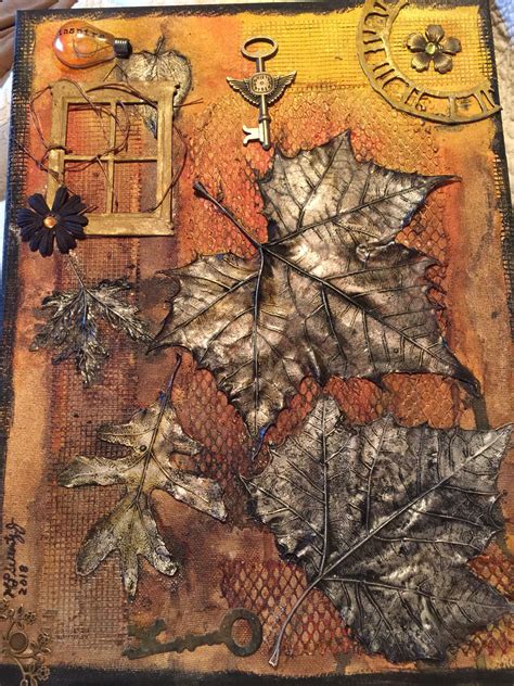 Inspired Autumn Leaves Mixed Media Art Canvas Small Touches Etsy