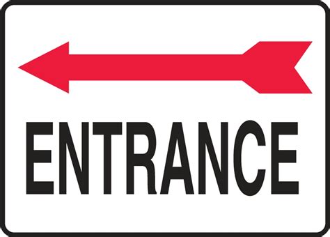 Entrance Red Arrow Left Graphic Safety Sign Madc536