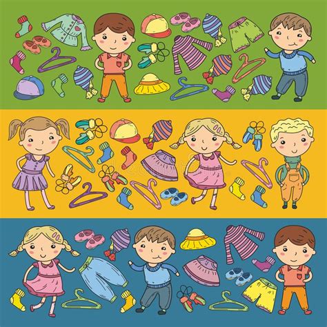 Lade kindergarten hintergrund gesundes und fröhliches kind, das draußen spielt. Satz Kinder-Kleidung Der Transparente Einfache Schatten ...