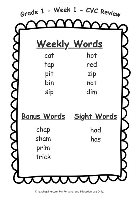 1st Grade Spelling Words Free Printable 36 Week List