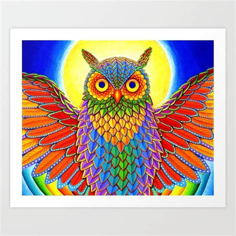 Colorful Rainbow Owl Fine Art Print By Rebecca Wang On Society6 Owl