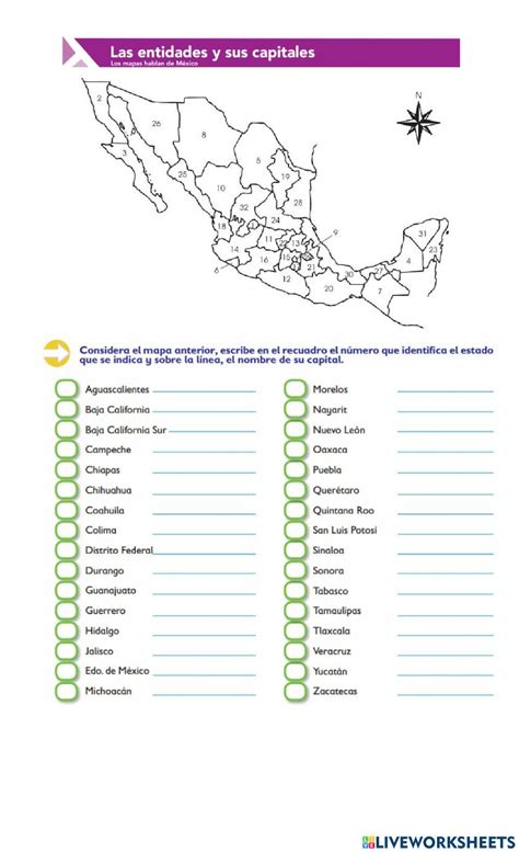 Estados Y Capitales De M Xico Interactive Worksheet In Education Geography Homeschool