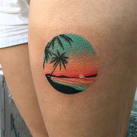 Tattoo Uploaded By Claire By Dariastahp Palmtree Beach Sunset