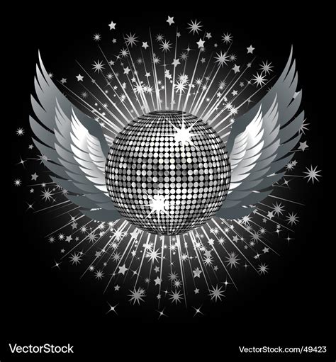 Silver Disco Ball And Stars Royalty Free Vector Image