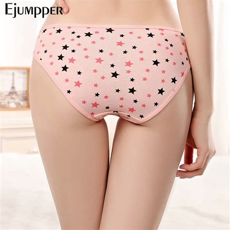 Ejumpper Pack 5 Pcs Women Sexy Panties Cotton Underwear Cute Stars Print Low Waisted Girls