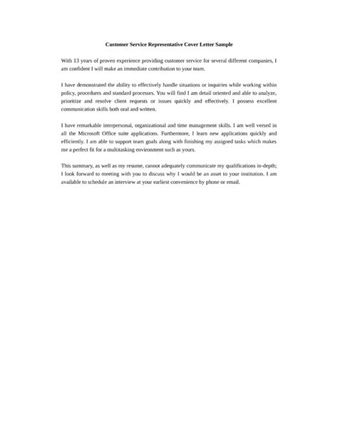 Simple cover letter for customer service representative. Basic Branch Customer Service Representative Cover Letter ...