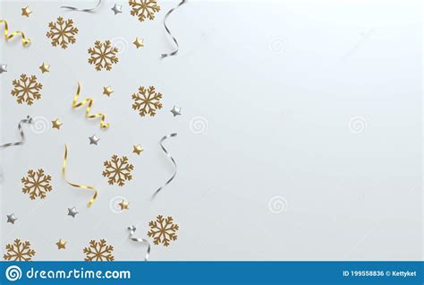 3d Christmas Background Top View, Silver And Golden Balls, Tinsel And ...
