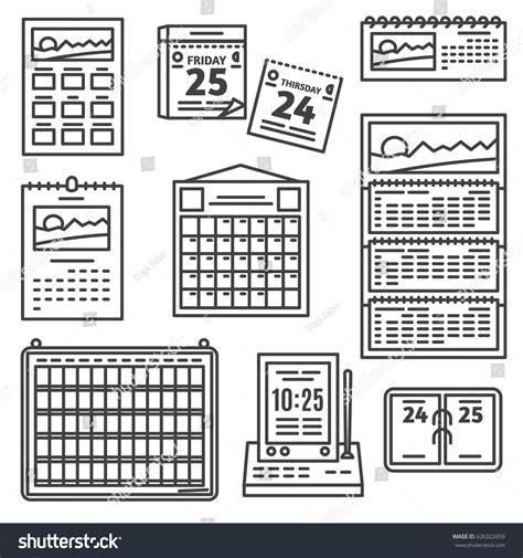 Set Calendar Icons Different Types Calendars Stock Vector Royalty Free