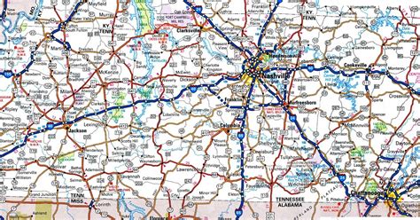 Tennessee State Road Map Tourist Map Of English