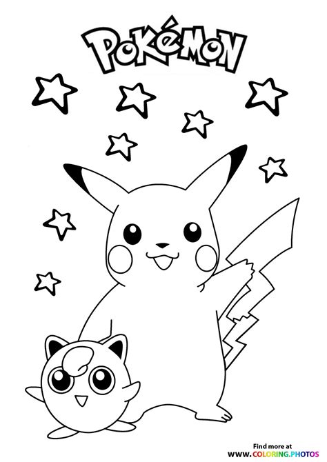 Pikachu And Jigglypuff Pokemon Coloring Pages For Kids