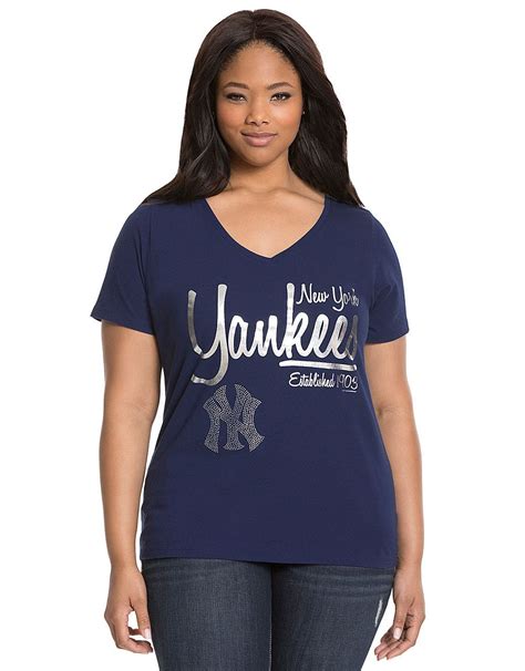 new york yankees v neck tee by lane bryant lane bryant plus size women s tops trendy plus