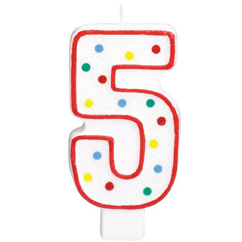 Polka Dots Candle Numeral 5 In Polka Dot Number Candles From Simplex