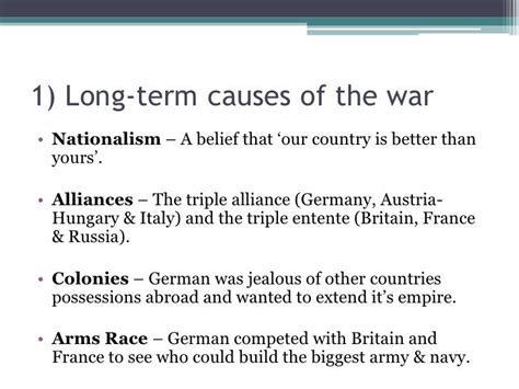 History Revision 1 Causes Of Ww1