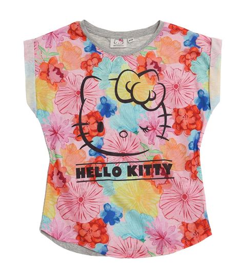 Hello Kitty Girls Short Sleeve T Shirt 2016 Collection Grey Uk Clothing Hello